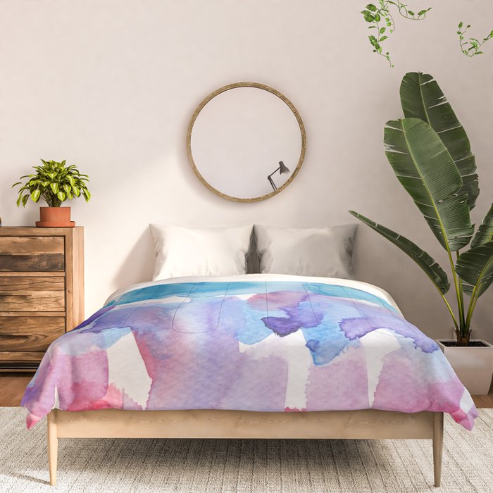 15  Watercolor November 2021 211130 Painting Valourine Original Design Color Bright Modern Contemporary  Comforter Gallery Image 3