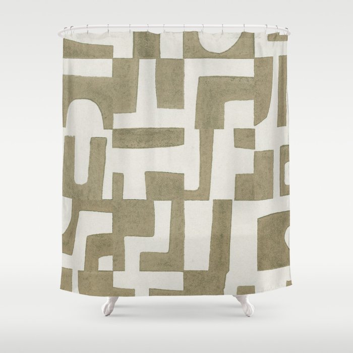 Sage Green Puzzle Shower Curtain Gallery Image 1