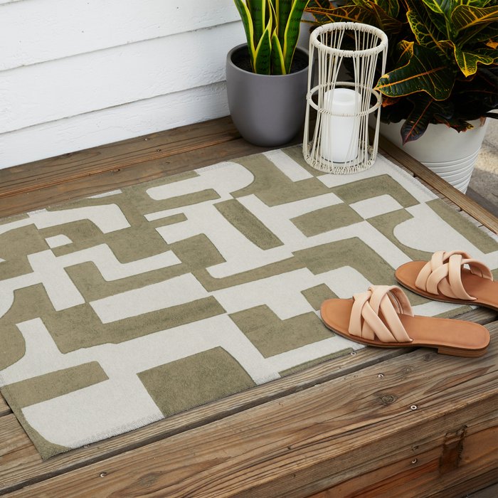 Sage Green Puzzle Outdoor Rug Gallery Image 2