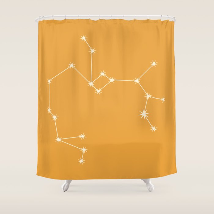 Sagittarius Zodiac Star Constellation Line Art Peach Orange Shower Curtain Gallery Image 1