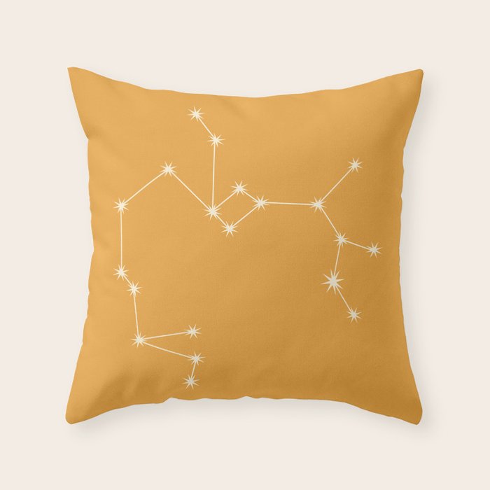 Sagittarius Zodiac Star Constellation Line Art Peach Orange Throw Pillow Gallery Image 6