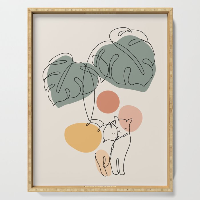 Cat and Plant 36 Serving Tray Gallery Image 1