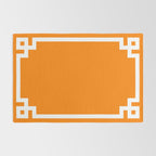 Orange and White Greek Key Square Border Rug Gallery Image 2