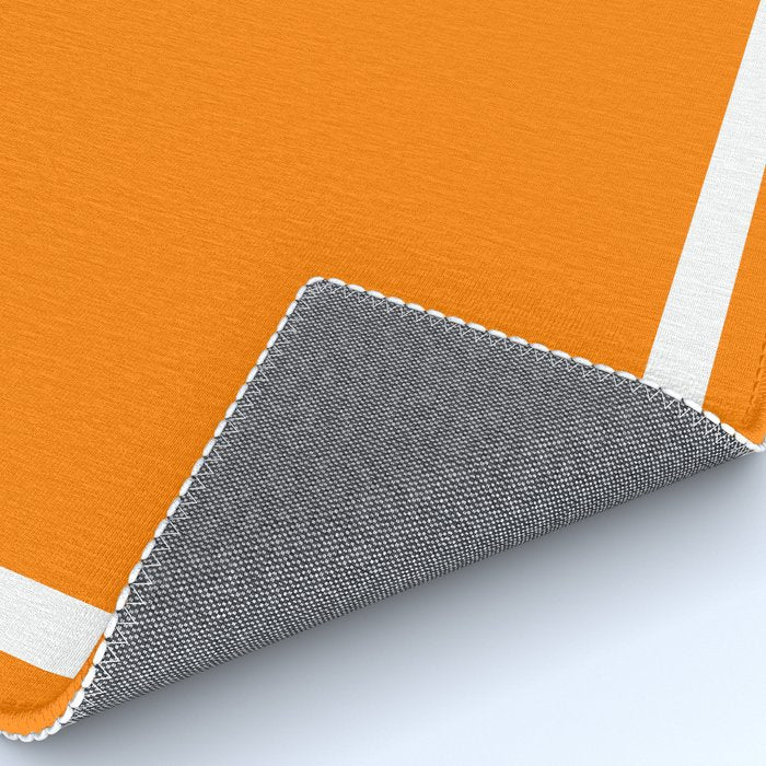 Orange and White Greek Key Square Border Rug Gallery Image 4
