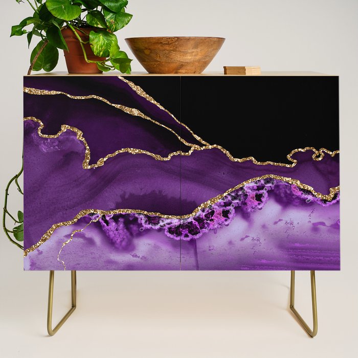 Purple Agate With Gold Glitter Veins Credenza Gallery Image 1