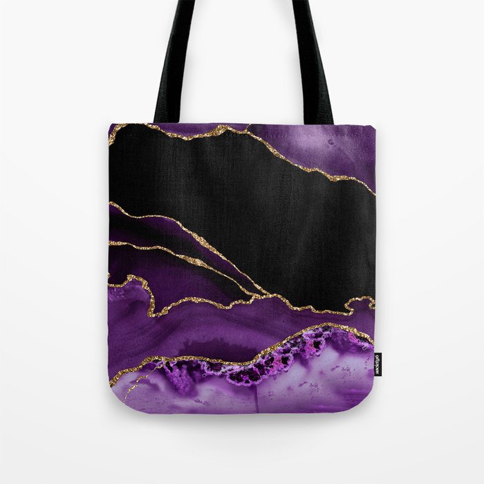 Purple Agate With Gold Glitter Veins Tote Bag Gallery Image 1
