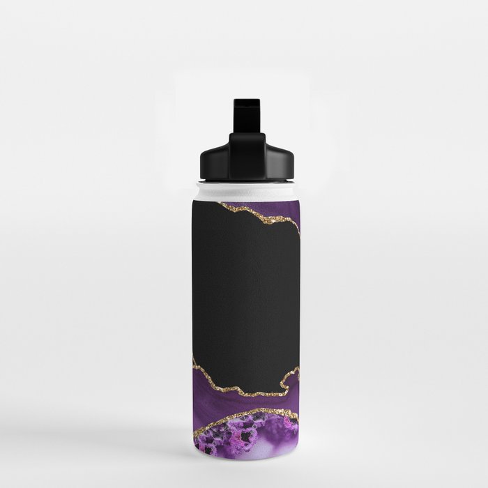 Purple Agate With Gold Glitter Veins Water Bottle Gallery Image 2