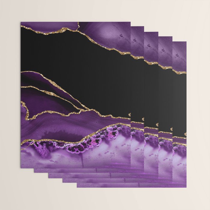 Purple Agate With Gold Glitter Veins Wrapping Paper Gallery Image 3