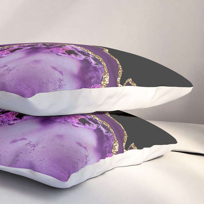 Purple Agate With Gold Glitter Veins Pillow Sham Gallery Image 3