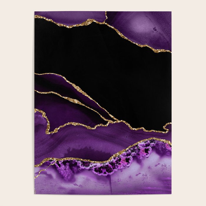 Purple Agate With Gold Glitter Veins Poster Gallery Image 4