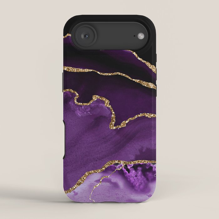 Purple Agate With Gold Glitter Veins iPhone Case Gallery Image 2