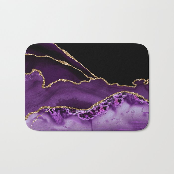 Purple Agate With Gold Glitter Veins Bath Mat Gallery Image 1