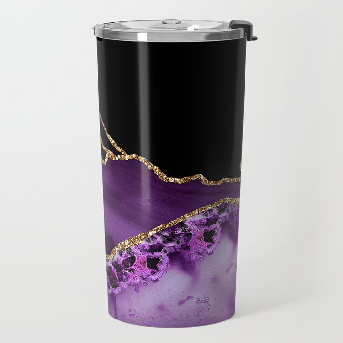 Purple Agate With Gold Glitter Veins Travel Mug Gallery Image 2