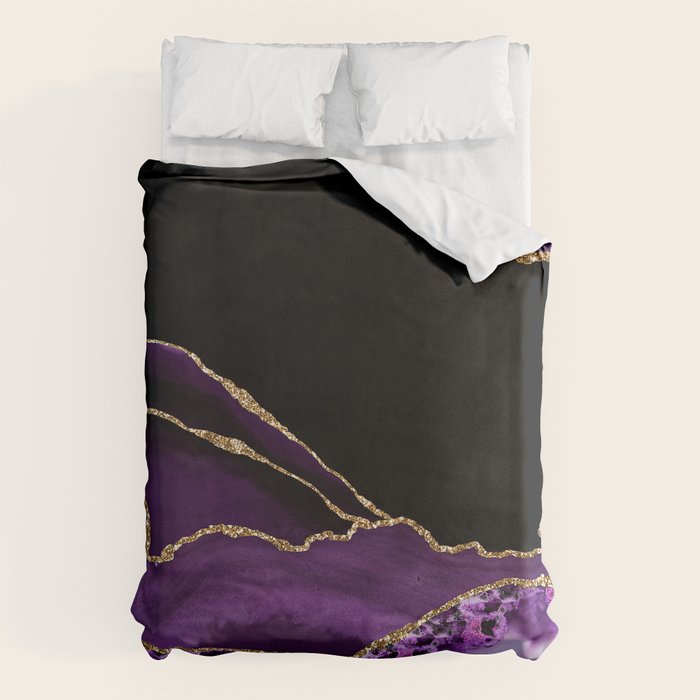 Purple Agate With Gold Glitter Veins Duvet Cover Gallery Image 1