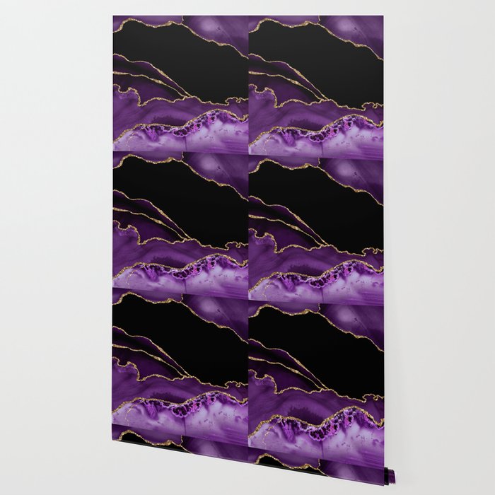 Purple Agate With Gold Glitter Veins Wallpaper Gallery Image 2