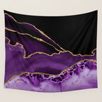 Purple Agate With Gold Glitter Veins Wall Tapestry Gallery Image 4