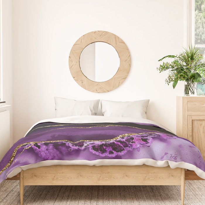 Purple Agate With Gold Glitter Veins Duvet Cover Gallery Image 3