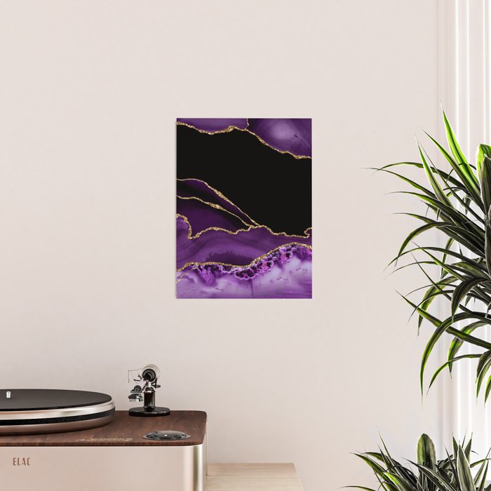 Purple Agate With Gold Glitter Veins Poster Gallery Image 2
