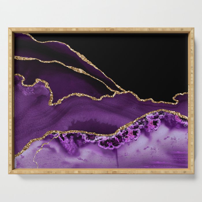 Purple Agate With Gold Glitter Veins Serving Tray Gallery Image 1