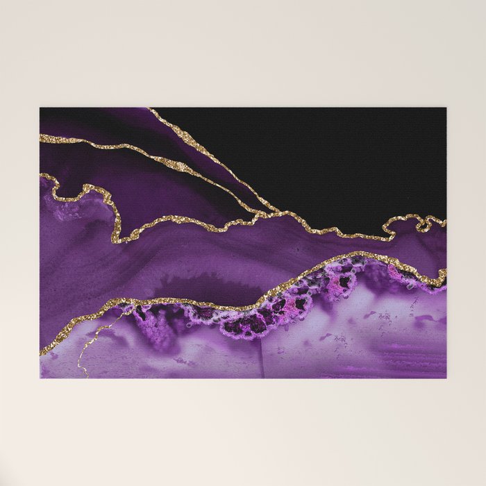 Purple Agate With Gold Glitter Veins Welcome Mat Gallery Image 1