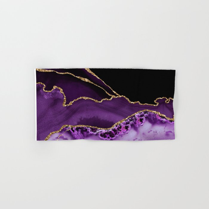 Purple Agate With Gold Glitter Veins Bath Towel Gallery Image 1