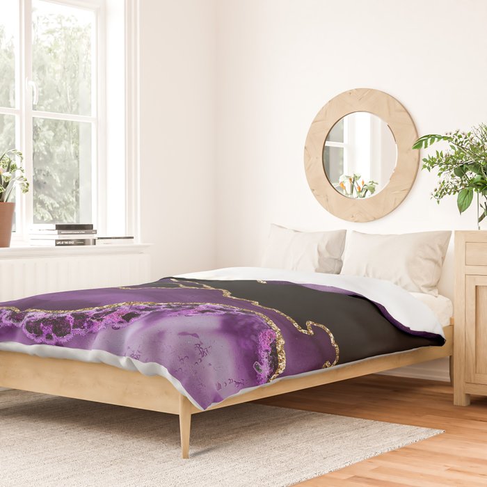 Purple Agate With Gold Glitter Veins Duvet Cover Gallery Image 2