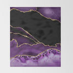 Purple Agate With Gold Glitter Veins Throw Blanket Gallery Image 2