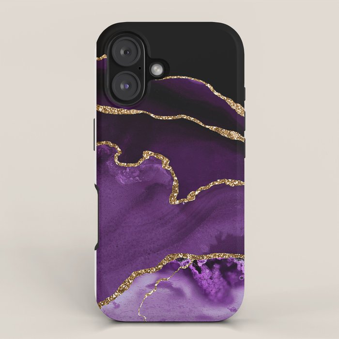 Purple Agate With Gold Glitter Veins iPhone Case Gallery Image 1