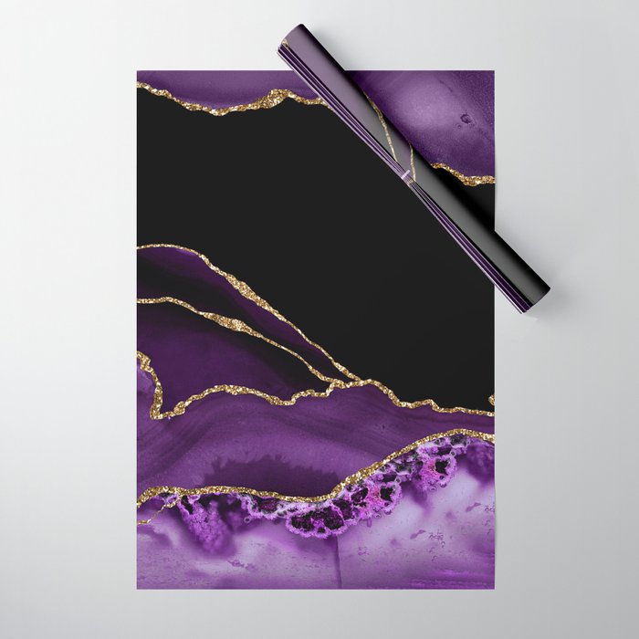 Purple Agate With Gold Glitter Veins Wrapping Paper Gallery Image 1