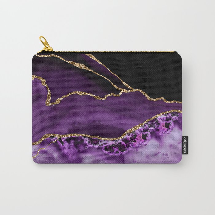 Purple Agate With Gold Glitter Veins Carry All Pouch Gallery Image 1