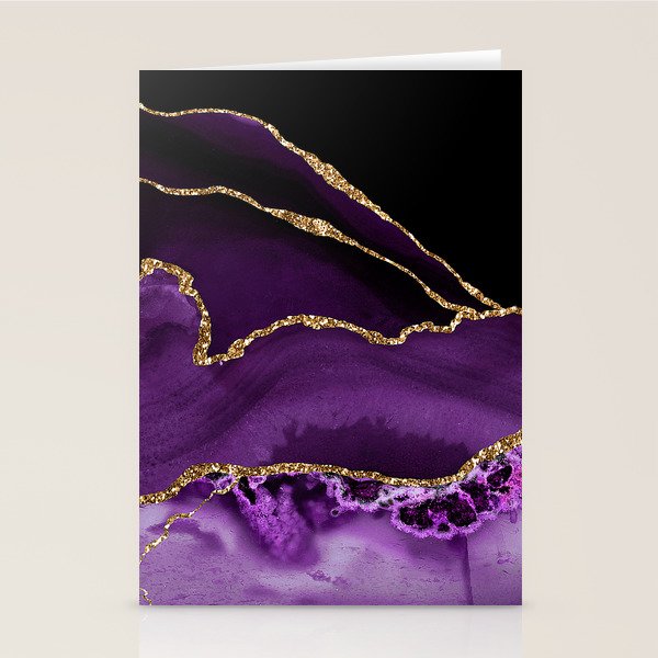 Purple Agate With Gold Glitter Veins Stationery Card Gallery Image 2