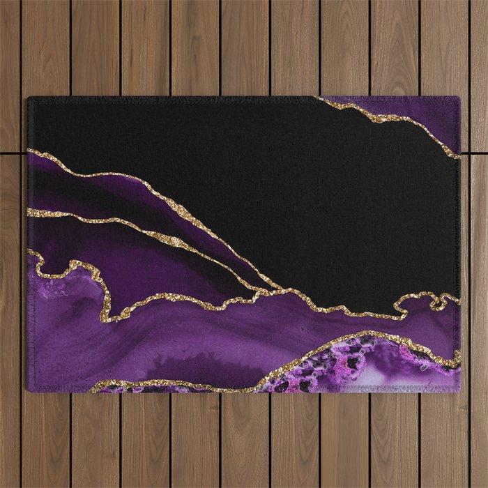 Purple Agate With Gold Glitter Veins Outdoor Rug Gallery Image 1