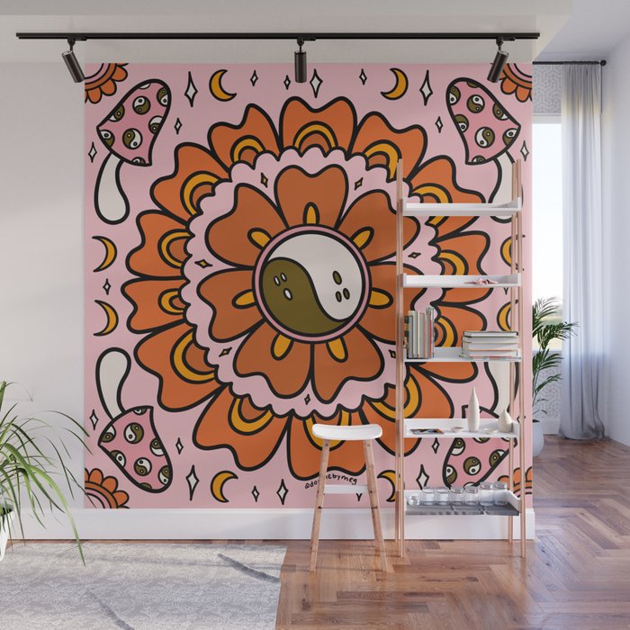 Spooky Yin Yang Flower Wall Mural Gallery Image 1