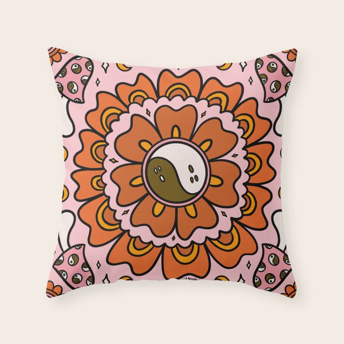 Spooky Yin Yang Flower Throw Pillow Gallery Image 6
