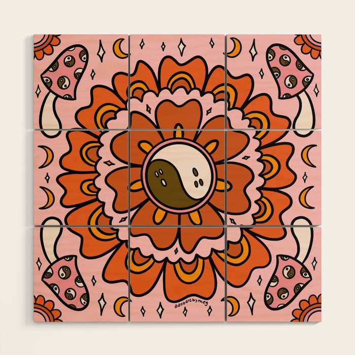 Spooky Yin Yang Flower Wood Wall Art Gallery Image 1