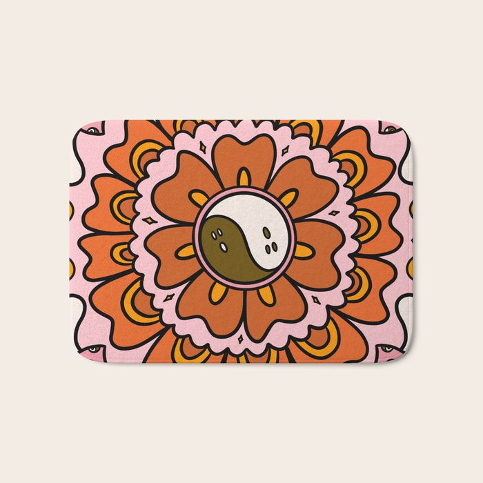 Spooky Yin Yang Flower Bath Mat Gallery Image 1