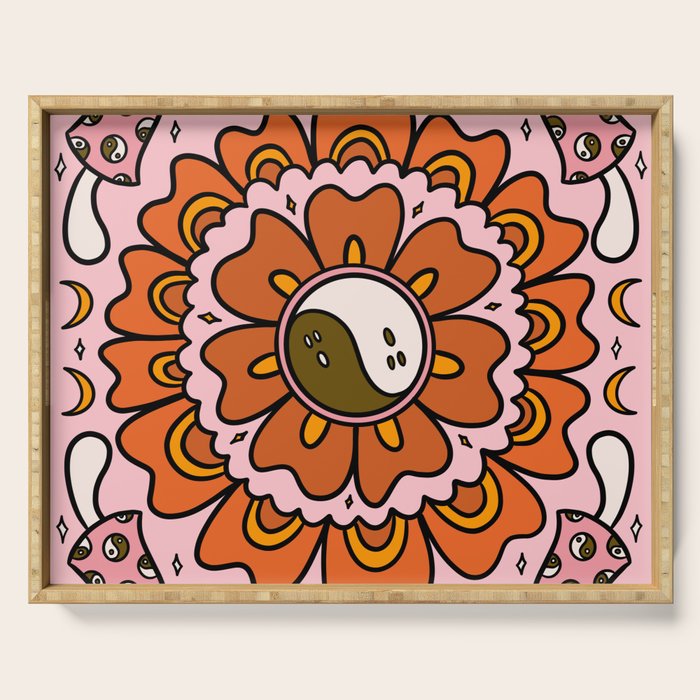 Spooky Yin Yang Flower Serving Tray Gallery Image 1