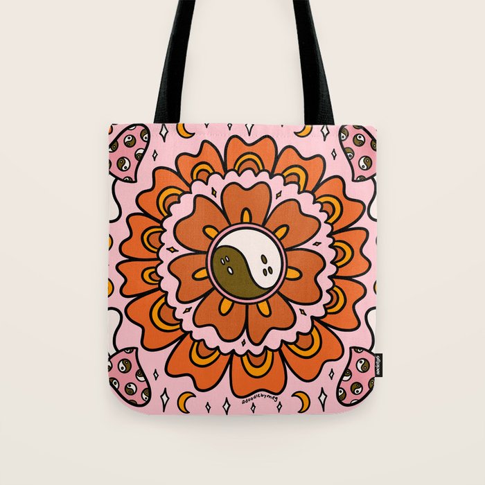 Spooky Yin Yang Flower Tote Bag Gallery Image 1
