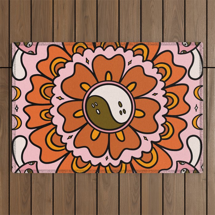 Spooky Yin Yang Flower Outdoor Rug Gallery Image 1