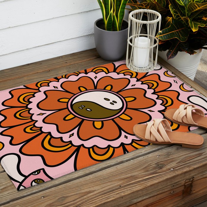 Spooky Yin Yang Flower Outdoor Rug Gallery Image 2