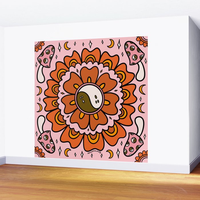 Spooky Yin Yang Flower Wall Mural Gallery Image 2