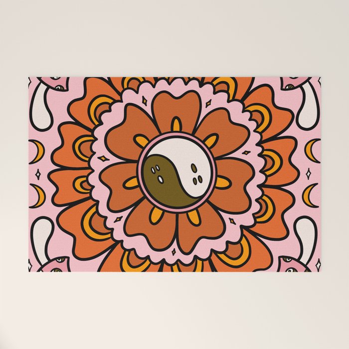 Spooky Yin Yang Flower Welcome Mat Gallery Image 1