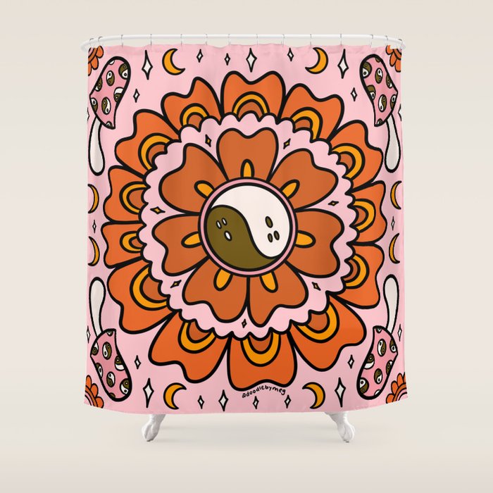 Spooky Yin Yang Flower Shower Curtain Gallery Image 1