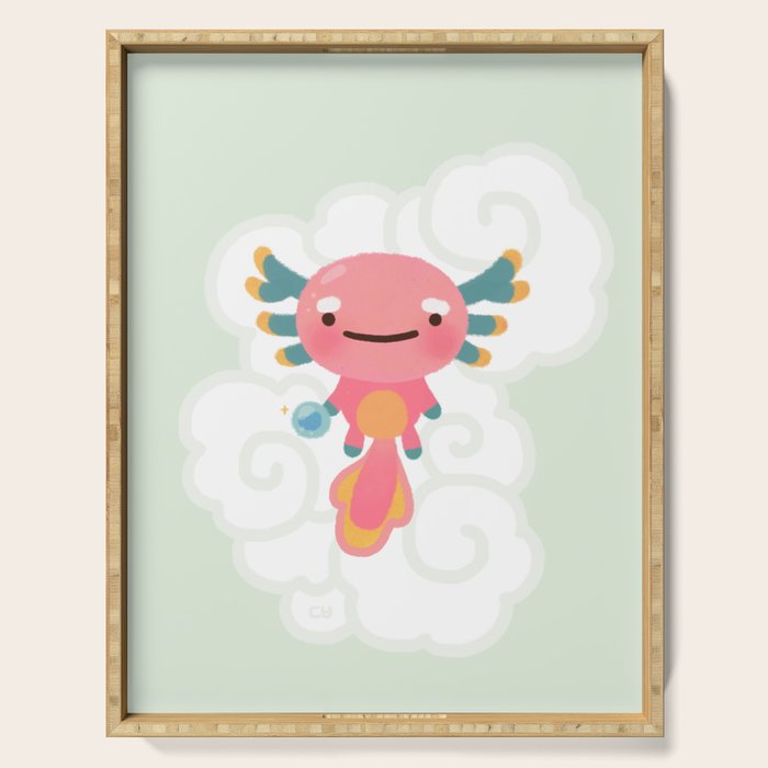 Umpearl - Axolotl with magic pearl Serving Tray Gallery Image 1