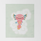 Umpearl - Axolotl with magic pearl Throw Blanket Gallery Image 2