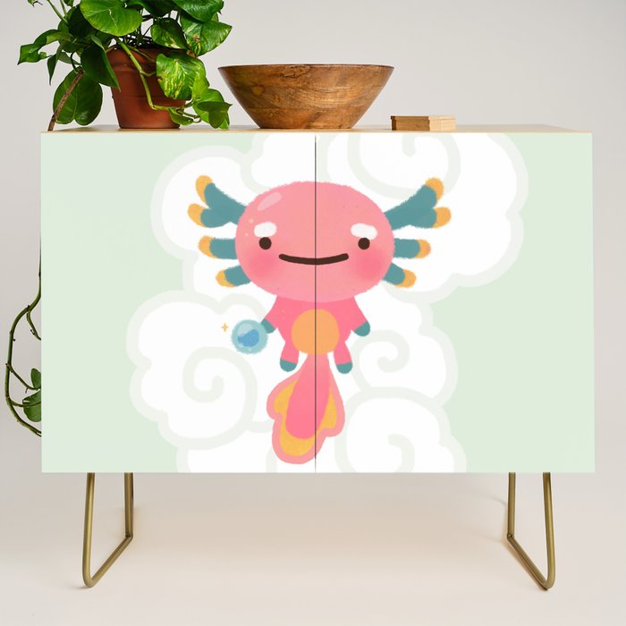 Umpearl - Axolotl with magic pearl Credenza Gallery Image 1