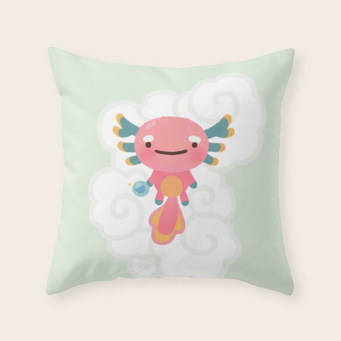 Umpearl - Axolotl with magic pearl Throw Pillow Gallery Image 6