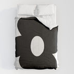 One Large Black Retro Flower White Background #decor #society6 #buyart Comforter Gallery Image 6