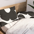 One Large Black Retro Flower White Background #decor #society6 #buyart Pillow Sham Gallery Image 2
