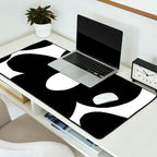 One Large Black Retro Flower White Background #decor #society6 #buyart Desk Mat Gallery Image 2